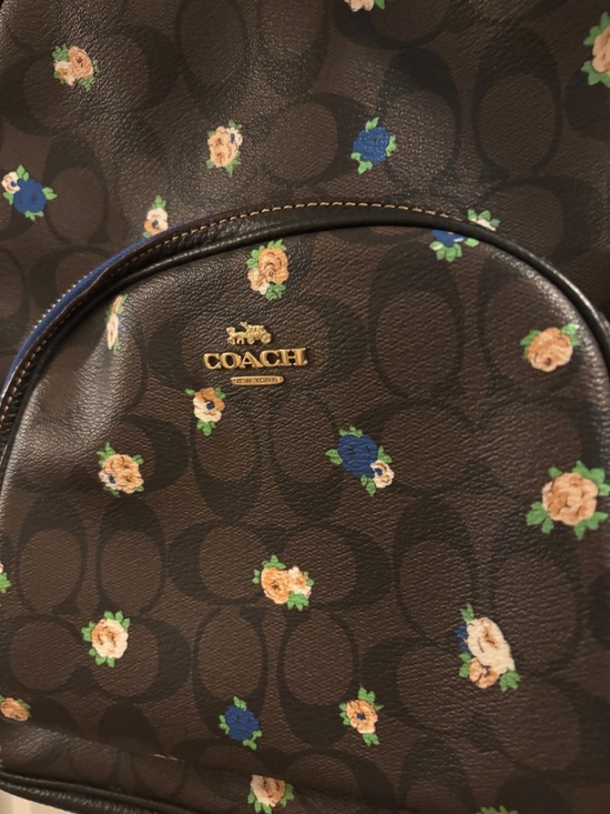 Coach Court Bookbag Brown w/Flowers & Side Pockets main image 4